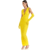 Women Dresses Sexy Deep Dress Long Skirt Slim-Fit Hip Skirt Dress (Zns0409)