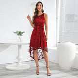 Women Date Dress Summer Butterfly Embroidery Mesh Lace Dress