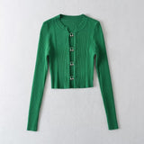Women Sweater Knitwear Autumn Winter Sexy Knitted Single-Breasted Short Sweater Top
