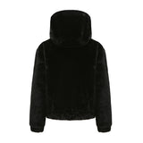 Women Trench Coat Autumn and Winter Plush Coat Hooded Long Sleeve Warm Short Top