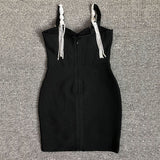 Women's Evening Dress Bandage Dress Sling Tassel Rhinestone Slim Fit Sheath Bandage One-Piece Dress