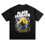 Mens Vintage Rock Band T-Shirt BLACK SABBATH Printed Short Sleeve T-Shirt Loose VINTAGE