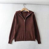 Women Sweater Knitwear Double Zipper Lapel Sweaters Cardigan Polo Collar Turtleneck Sweater Coat