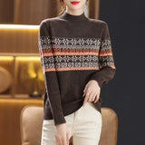 Women Knitted Pullover Turtleneck Sweater Women's Red Short Knitted Top