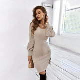 Women Dress Sexy Backless Long Sleeves Dress