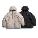 Unisex Winter Cotton Coat Three-Dimensional Pocket Hooded down Jacket