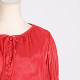 Women Dresses Vintage Spring round Neck Lantern Sleeve Dress (Qymy0409)