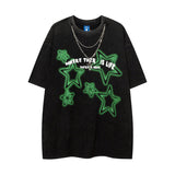 Men T Shirt Graffiti Washed and Worn Short Sleeve T-shirt
