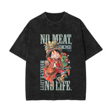 Washed retro cotton t-shirt, printed washed old short sleeves
