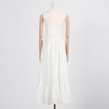 Women Dresses Summer Hollow Embroidery Long Suspender Skirt (Qymy0409)