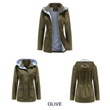 Women Trench Coat Autumn and Winter Detachable Hat Windbreaker Raincoat