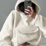 Women Trench Coat Cashmere Hoodie Coat Autumn and Winter Leisure