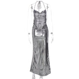 Women Dresses Spring and Summer Sexy Backless Tied Spaghetti-Strap Dress