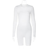 Women T-shirt Autumn Sexy Backless Slim Fit round Neck Long Sleeve Jumpsuit