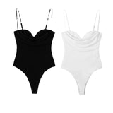 Women Jumpsuit Sexy Retro Heart-Shaped Collar Pleated Underwear Sleeveless Jumpsuit
