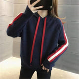 Women Knitwear Autumn and Winter Hooded Pullover Sweater Loose Casual Sweater
