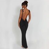 Women Dresses Summer Sexy Backless Sheath Evening Dress Dress (Bla0420)