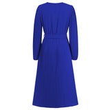Women Date Dress Sexy Pleated V-neck Dress