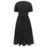 Women Date Dress Summer Puff Sleeve Dress V-neck Dress