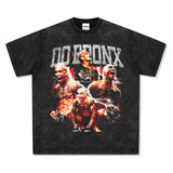 Mens Vintage Boxer T-Shirt Vintage Oliveira Do Bronx Print Short Sleeve T-Shirt Crew Neck Loose