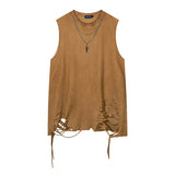 Men Vest Retro Sleeveless Vest Men's T-shirt