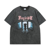 Men T Shirt Summer Retro round Neck Short Sleeves T-shirt Oversize