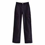 Women Sweatpants Autumn Multi-Pocket Loose Straight Casual Trousers