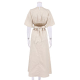 Women Dress Casual Hollow round Neck Puff Sleeve Dress