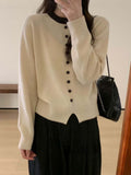 Women Knitted Pullover round Neck Single-Breasted Sweater Autumn and Winter Sweater Top