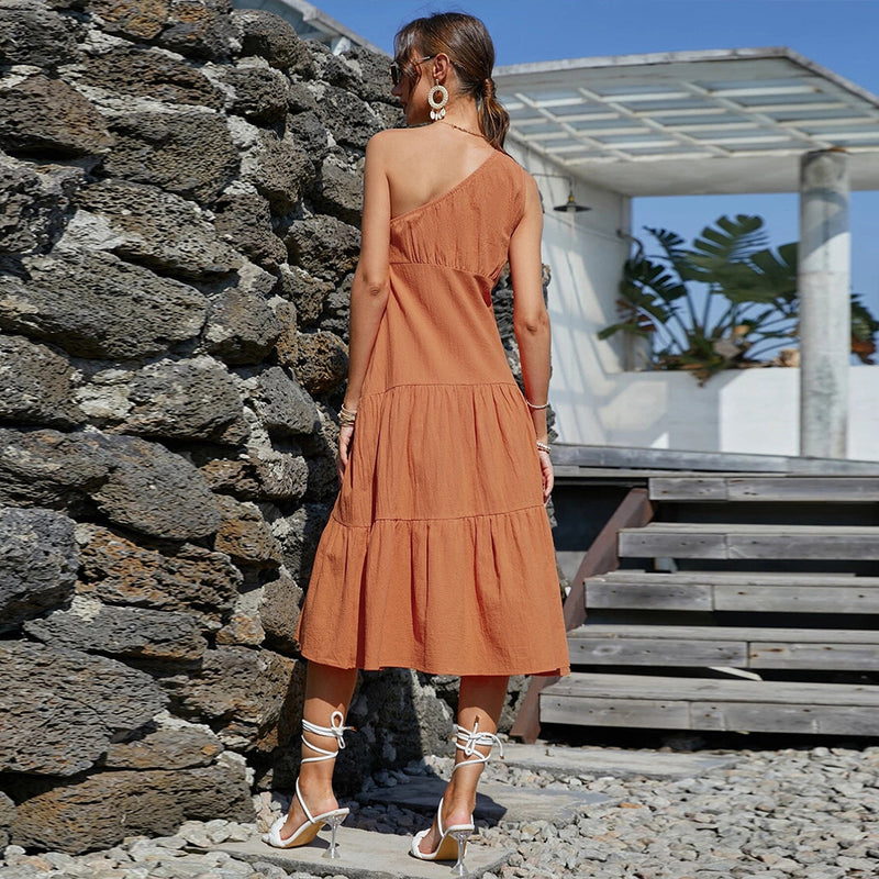 Women Dress Orange Sling Dress