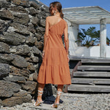 Women Dress Orange Sling Dress