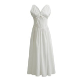 Women Dresses Summer V-neck Dress High Waist Sexy Long Dress (Xds0414)