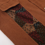 Men Vest Corduroy Vest Loose Color Matching V-neck Patchwork Cardigan