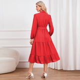 Women Date Dress Stand-up Collar Bowknot Dress Autumn and Winter