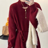 Women Knitwear Autumn and Winter Hollow-out Mid-Length Sweater Loose Sweater