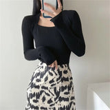 Women Sweater Knitwear off-Shoulder Pullover Slim Bottoming Shirt