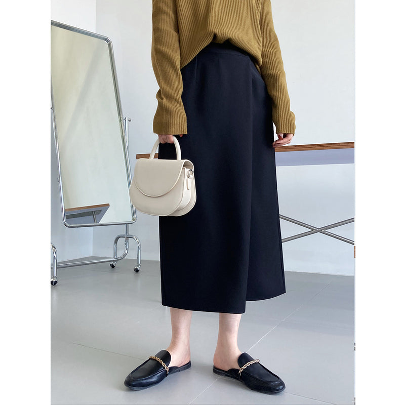 Women Skirt One Button Long Casual High Waist A- line Skirt