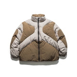 Unisex Winter Cotton Coat Winter Stand-up Collar down Jacket Retro Loose Puffer down Jacket