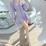 Women Dresses Lantern Sleeve Long Sleeve Shawl Sleeveless Dress