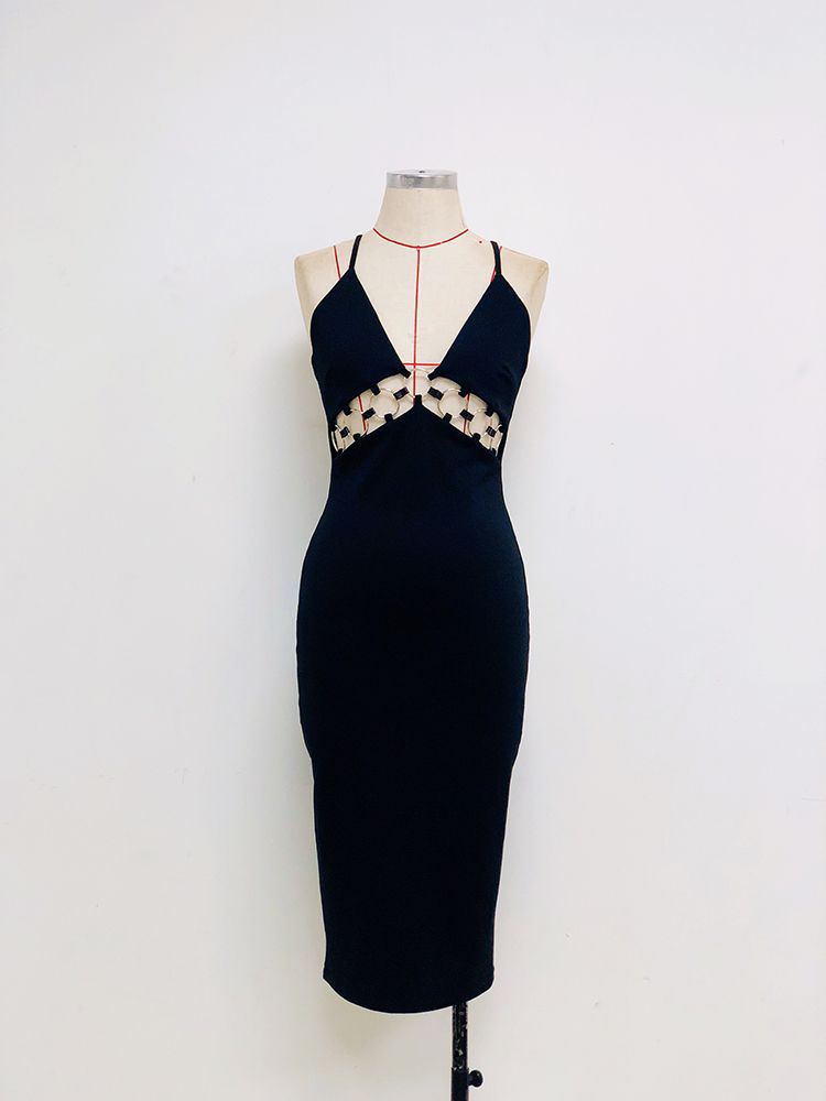 Women Dresses Sexy Sheath Hollow-out Suspender Dress Dress (Zns0409)