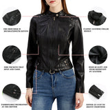 Red Leather Jacket Women's Rivet Leather Coat Spring and Autumn Jacket