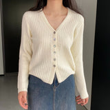 Women Cardigan Sweater Spring Cardigan Coat V-neck Buttons Sweater Coat Y948