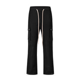 Men Sweatpants Multi-Pocket Slacks Loose Rivet Zipper Split Wide Leg Pants