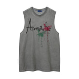 Women Vest Ripped Necklace Sleeveless T-shirt Men's and Women's Punk Vest