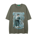 Men T Shirt Summer Alphabet Graffiti Print Distressed Short Sleeve T-shirt