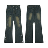Men Jeans Men's and Women's Washed Distressed Retro Loose Casual Trousers