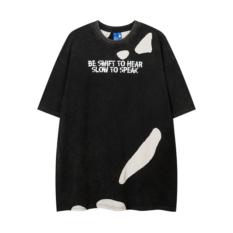 Men T Shirt Washed and Worn T-shirt Men and Women