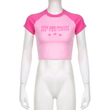 Women T-shirt Summer Slim Fit Short Lettered Casual T-shirt Top