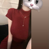 Women Dresses Turtleneck Short Sleeve Dress
