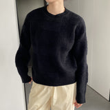 Women Winter Knitted Sweater round Neck Thick Sweater Autumn and Winter Loose-Fitting Long Sleeve Sweater 8t3120